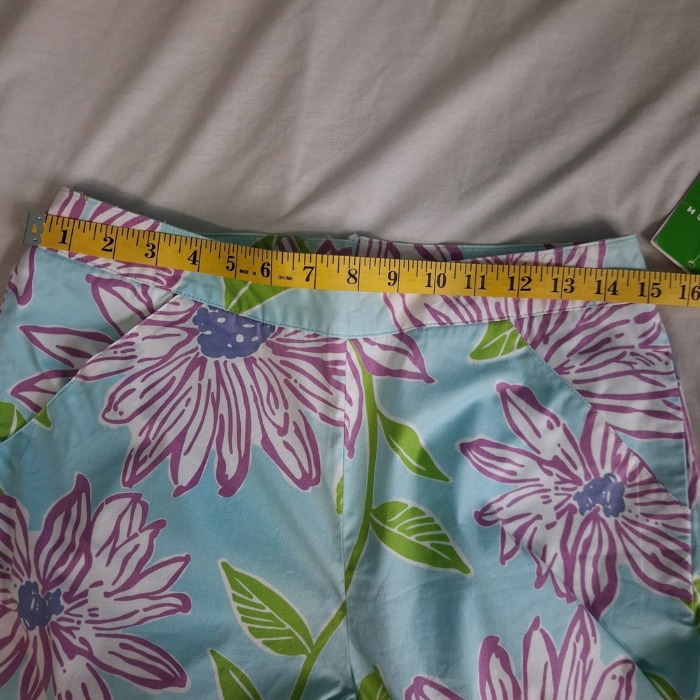 Lilly Pulitzer Floral Wide Leg Stretch Pants Blue Purple Green Tropical Resort 4 - Picture 7 of 16